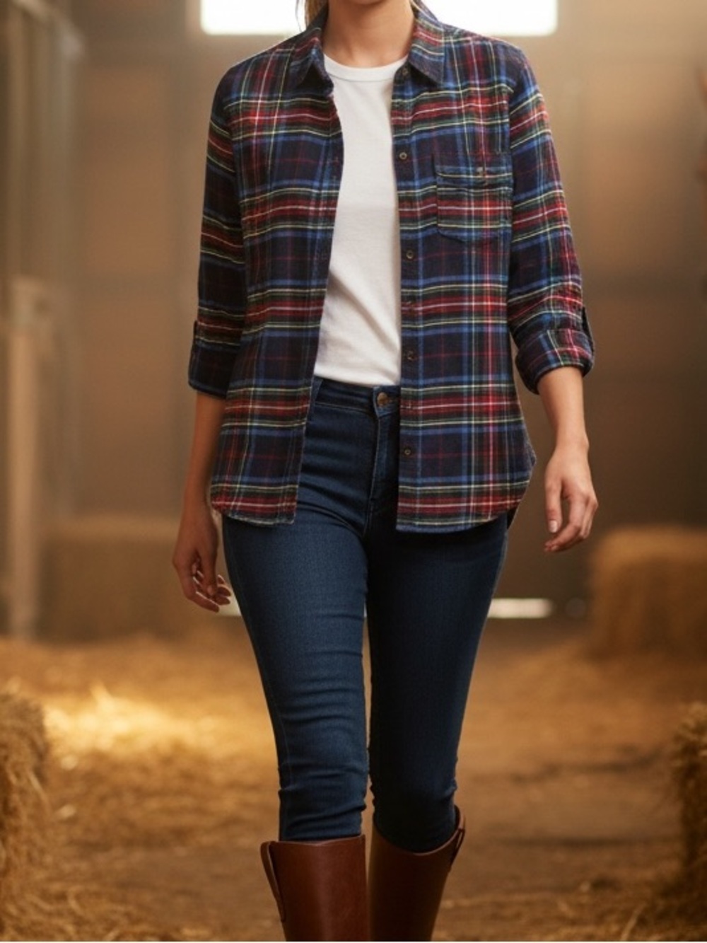 Abercrombie & Fitch Button-Down Flannel Shirt  Classic Plaid Long Sleeve Top